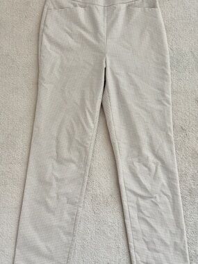 LOFT Outlet Women’s Light Beige Gingham Straight Leg Pants 4